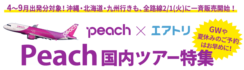 Peach エアトリでピーチ Apj の国内ツアーを簡単に お得に予約 全国を飛び回ろう